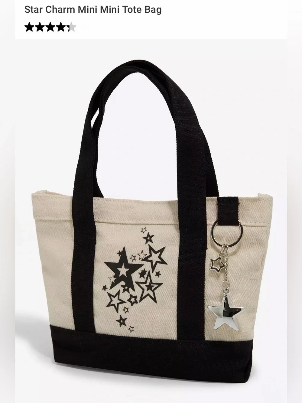 *new* Hot Topic Star Charm Mini Tote Bag - Black & Cream
